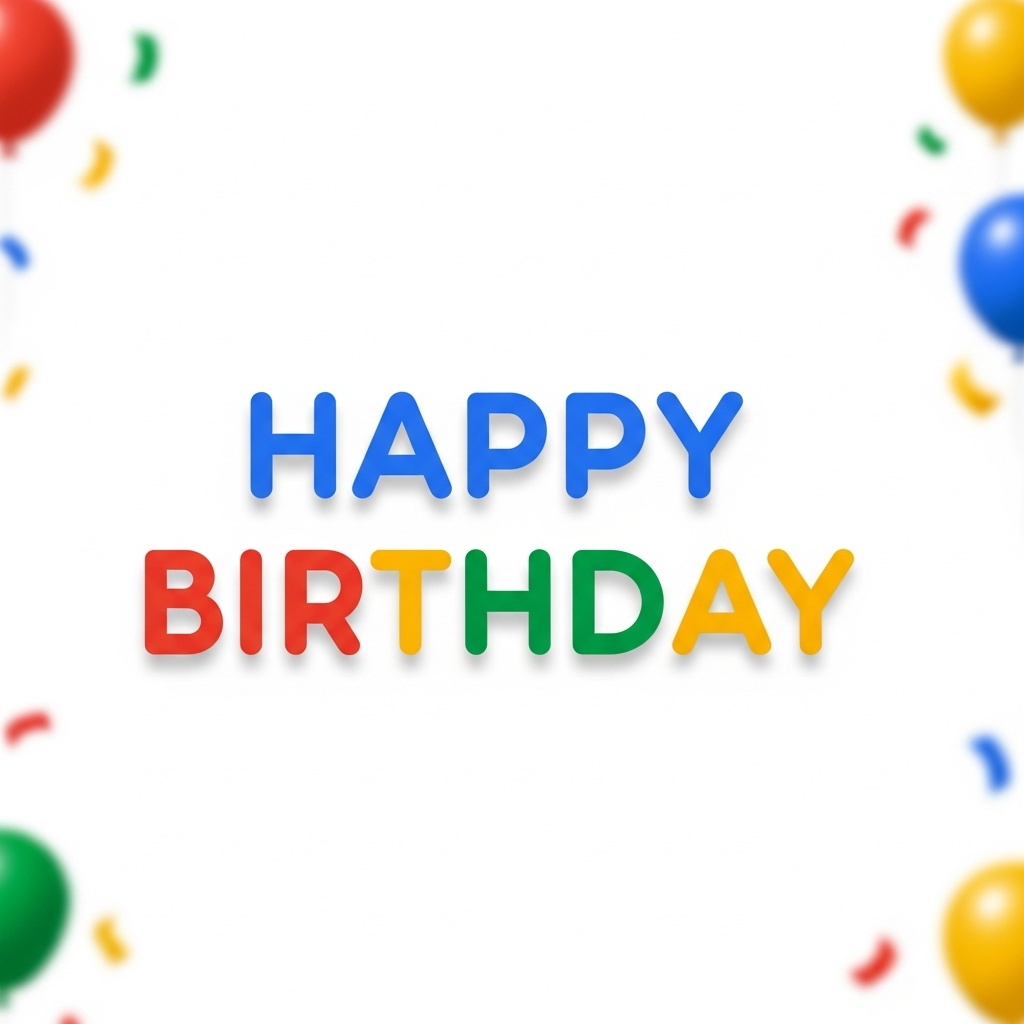Happy Birthday Google: Colorful Text with Blurred Balloons
